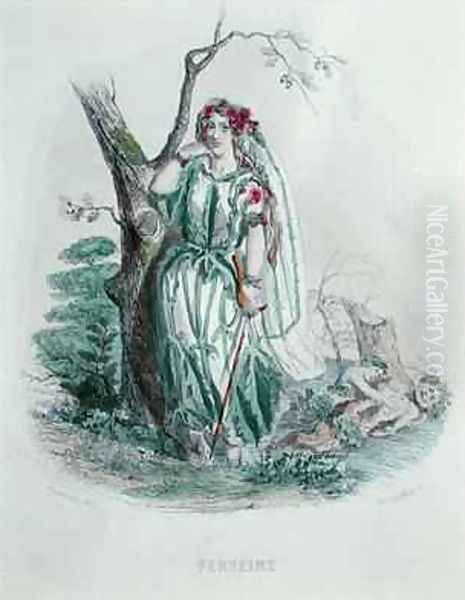 The Vervain from Les Fleurs Animees Oil Painting by Jean-Jacques Grandville