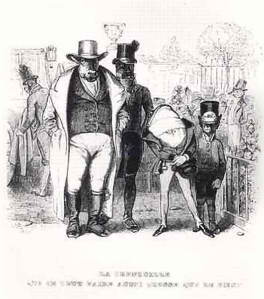 The Frog and the Ox illustration for Fables of La Fontaine 1621-95 Oil Painting by Jean-Jacques Grandville