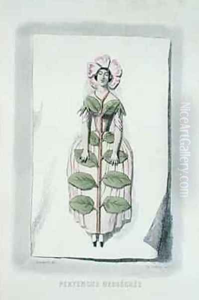 Periwinkle withered from Les Fleurs Animees Oil Painting by Jean-Jacques Grandville