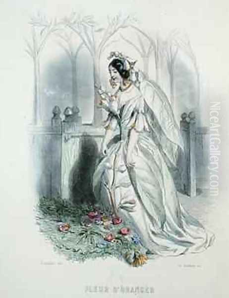 The Orange Blossom from Les Fleurs Animees Oil Painting by Jean-Jacques Grandville