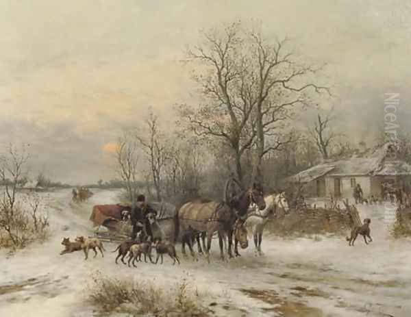 Preparing for the Hunt Oil Painting by Ludwik Gedlek