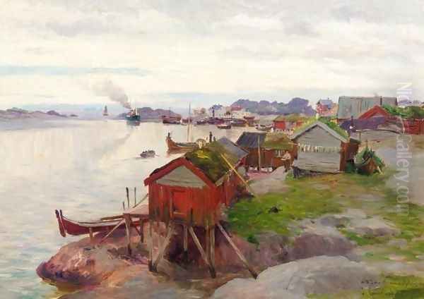 Svolv&aelig;r, Lofoten, Norge Oil Painting by Johannes Grimelund