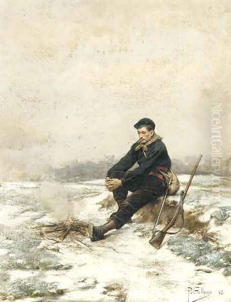 A break from the cold Oil Painting by Paul Louis Narcisse Grolleron