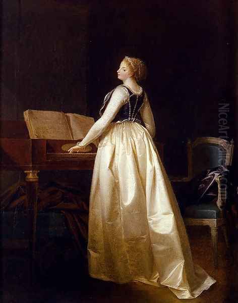 A Lady Playing The Virginals Oil Painting by Henri-Nicolas Van Gorp