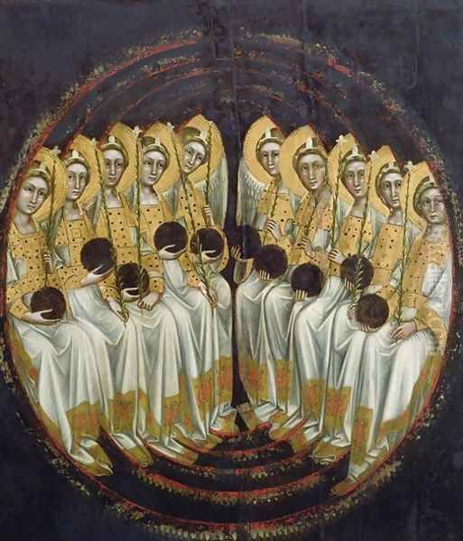 Seated Angels with Orbs in their Hands Oil Painting by Ridolfo di Arpo Guariento