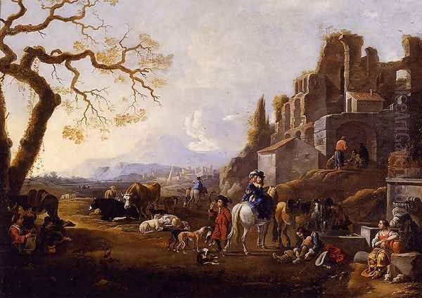 Landscape With Figures Oil Painting by Anthonie Goubau