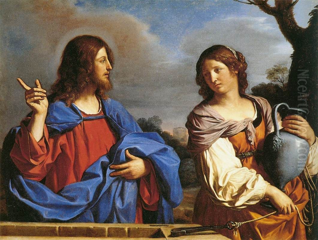 Jesus and the Samaritan Woman at the Well Oil Painting by Giovanni Francesco Barbieri