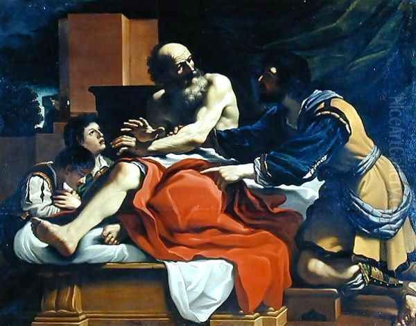 Jacob Ephraim and Manasseh Oil Painting by Giovanni Francesco Barbieri