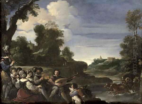 Concert Champetre 1617 Oil Painting by Giovanni Francesco Barbieri