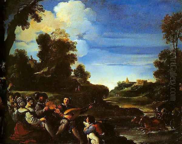 Concert Champetre Oil Painting by Giovanni Francesco Barbieri