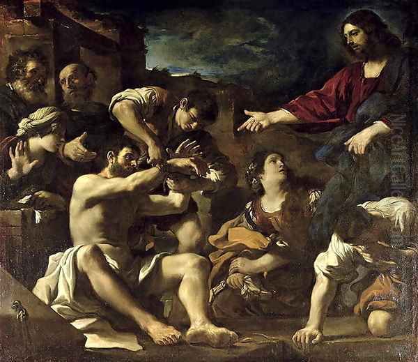 The Resurrection of Lazarus 1619 Oil Painting by Giovanni Francesco Barbieri