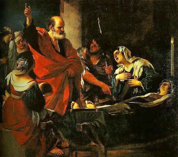 St Peter Revives Taitha Oil Painting by Giovanni Francesco Barbieri