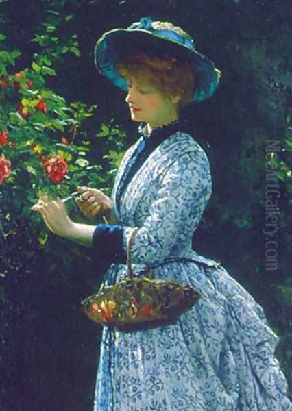 Pruning Roses Oil Painting by Robert James Gordon