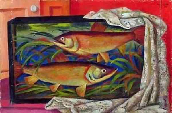 Fish Oil Painting by Mark Gertler