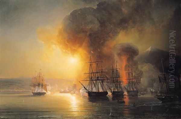 Capture of the Fort of Saint Jean dUlloa on 23rd November 1838 Oil Painting by Theodore Gudin