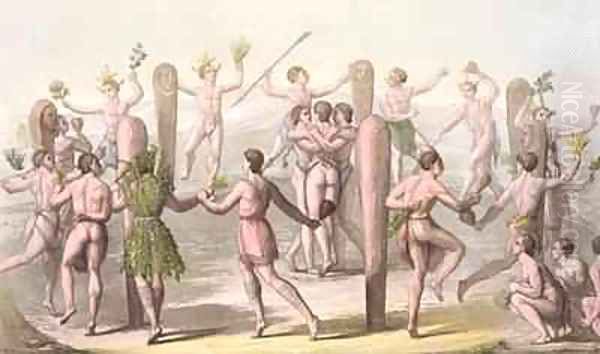 Dances of the Native Inhabitants of Virginia Oil Painting by Gallo Gallina