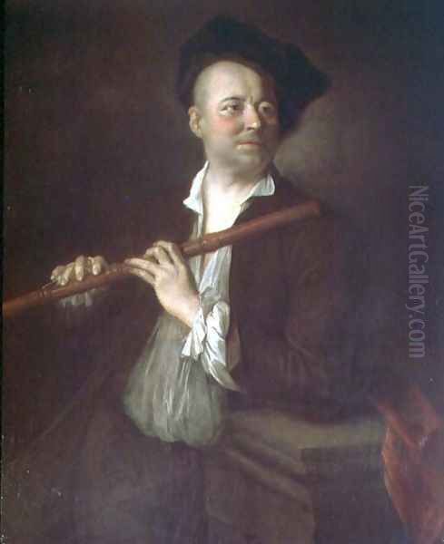 A Flute Player Oil Painting by Jean-Alexis Grimou
