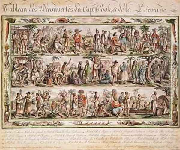 The Discoveries of Captain Cook and de la Perouse Oil Painting by Jacques Grasset de Saint-Sauveur