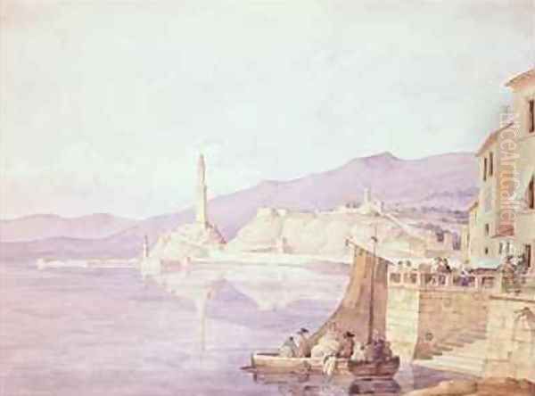 The Harbour at Genoa Oil Painting by Carl Wilhelm Goetzloff