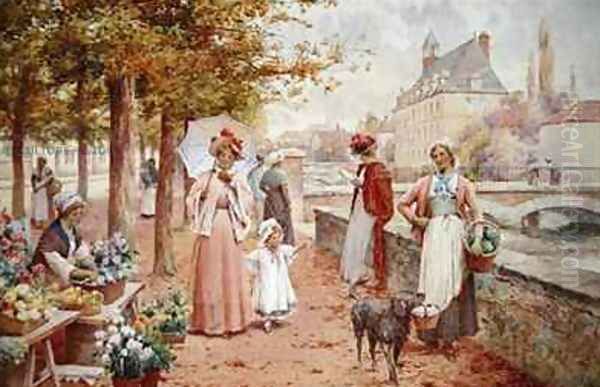 The Flower Seller Oil Painting by Alfred Glendening