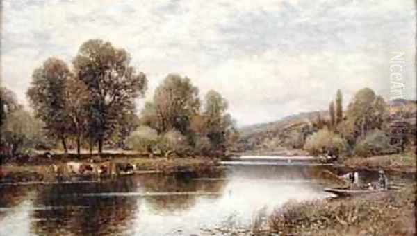 The Thames at Maple Durham Oil Painting by Alfred Glendening