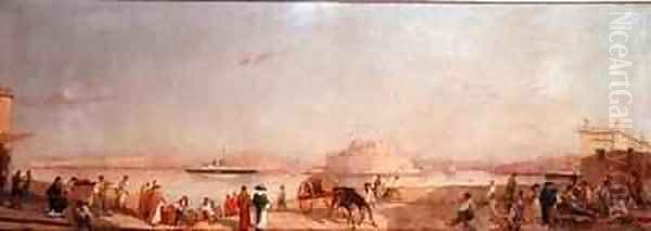 The Three Cities from Valletta Marina Oil Painting by Girolamo Gianni