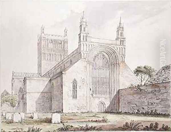 Tewkesbury Church Gloucestershire Oil Painting by Moses Griffith