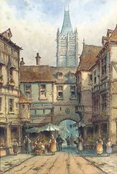 Market day, Northern France Oil Painting by George Gregory