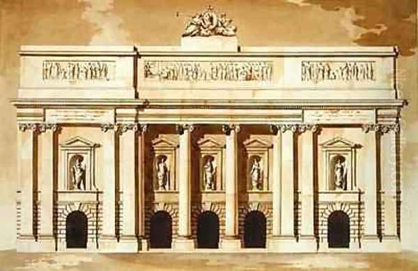 Elevation for the West Front of Parliament House Dublin Oil Painting by James Gandon