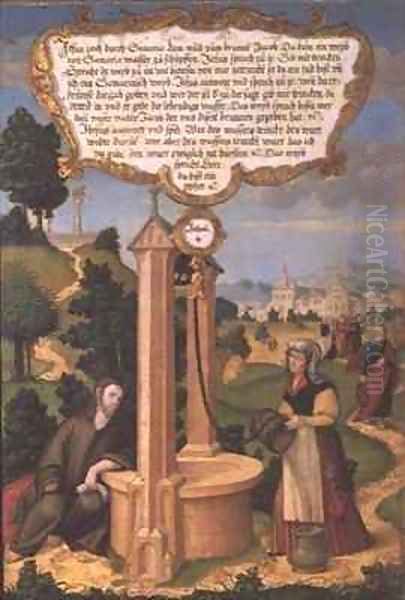 Christ and the Woman from Samaria at Jacobs Well Oil Painting by Matthias Gerung or Gerou