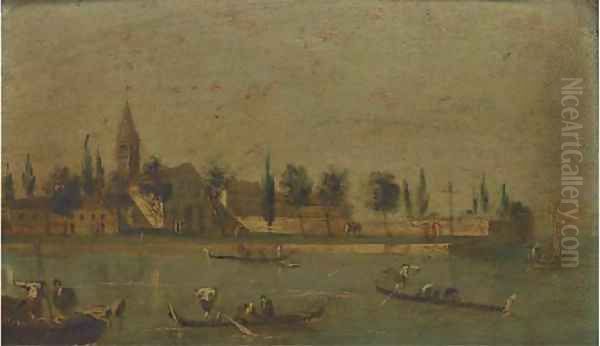 Isola del San Francesco, Venice Oil Painting by Giacomo Guardi
