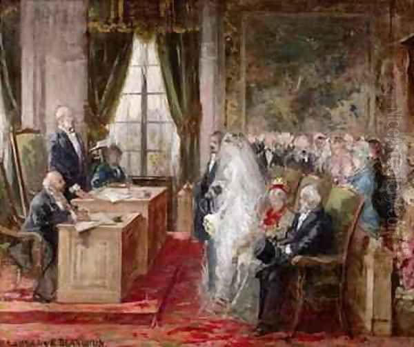 Study for the Civil Marriage in the Town Hall of the 19th Arrondissement Oil Painting by Henri Gervex