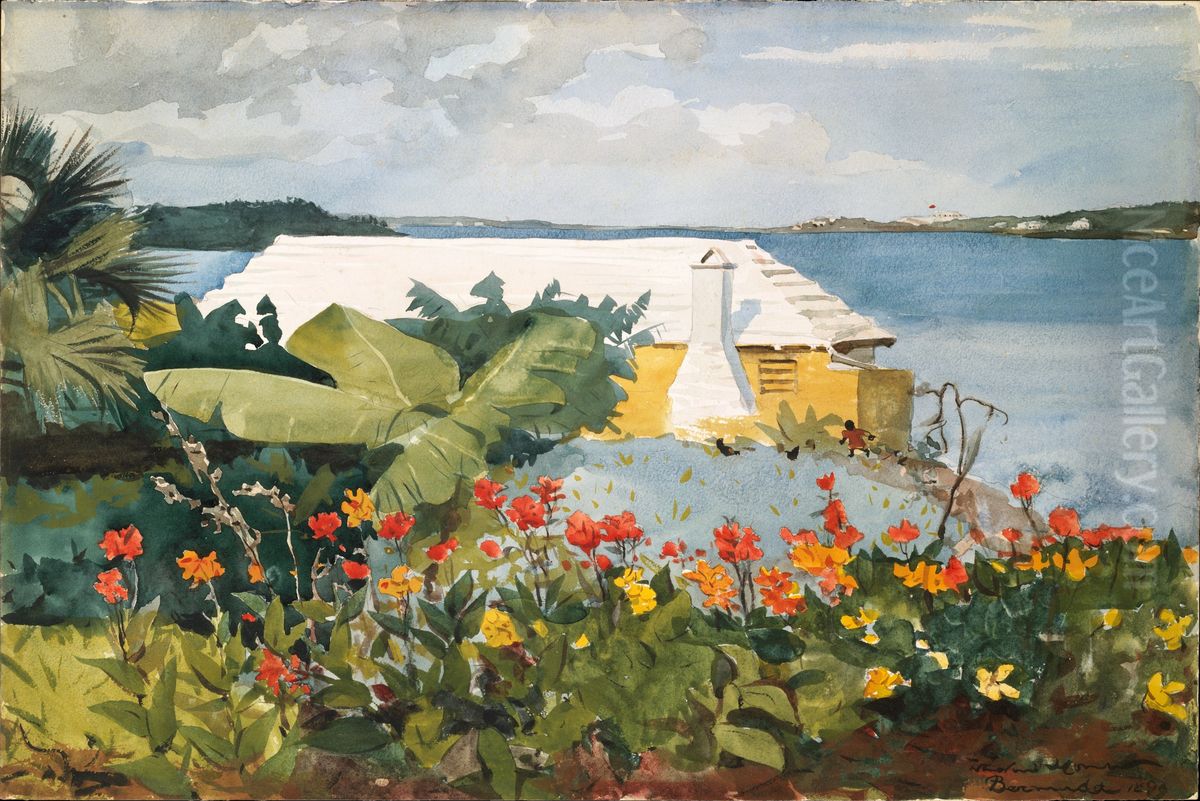 Flower Garden and Bungalow, Bermuda Oil Painting by Winslow Homer