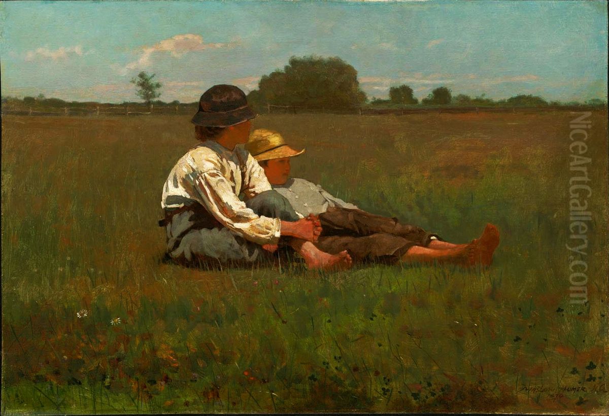Boys in a Pasture Oil Painting by Winslow Homer