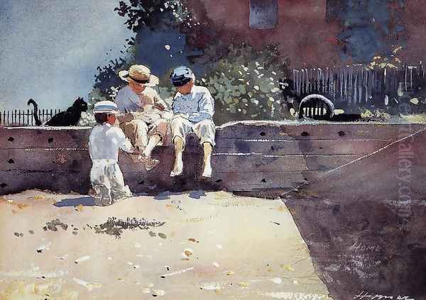 Boys and Kitten Oil Painting by Winslow Homer