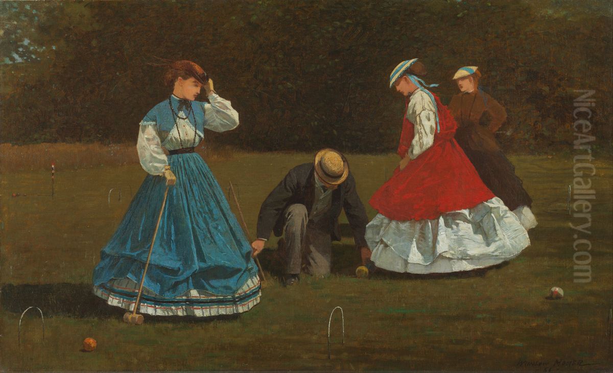 Croquet Scene Oil Painting by Winslow Homer