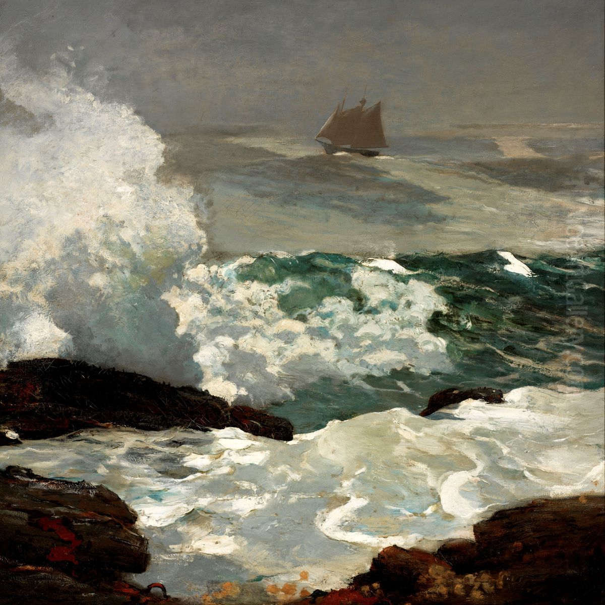 On a Lee Shore Oil Painting by Winslow Homer