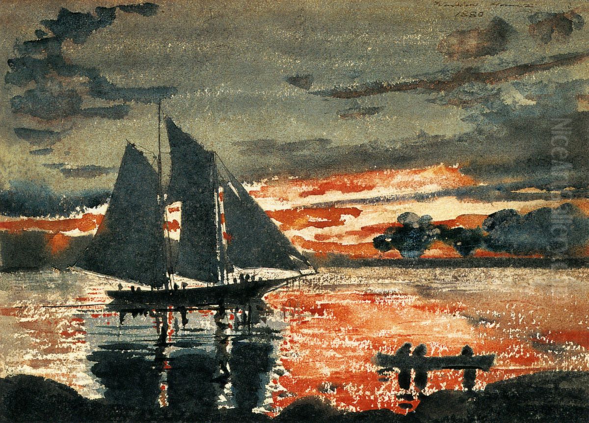Sunset Fires Oil Painting by Winslow Homer