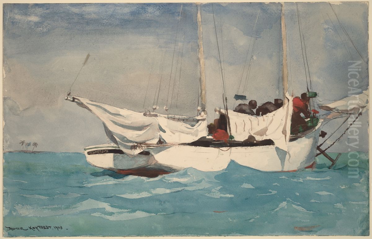 Key West, Hauling Anchor Oil Painting by Winslow Homer