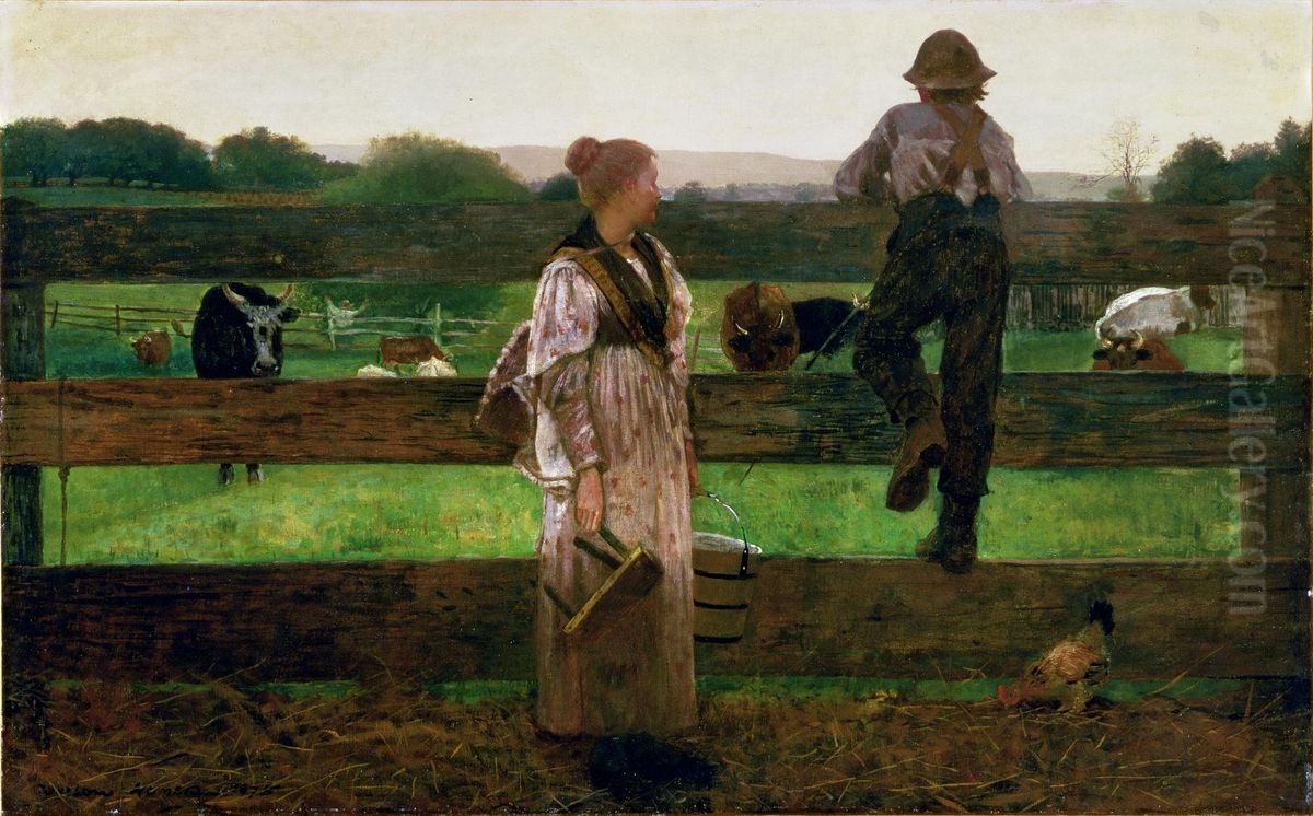 Milking Time Oil Painting by Winslow Homer