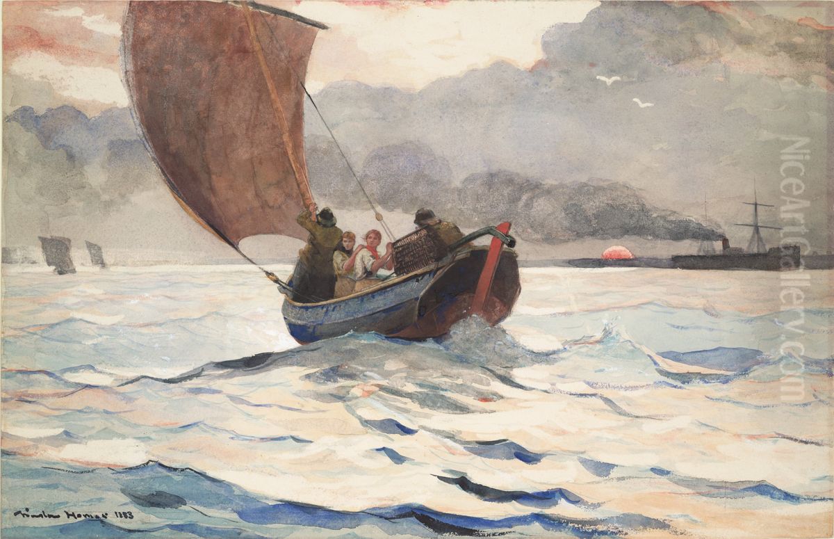 Returning Fishing Boats Oil Painting by Winslow Homer