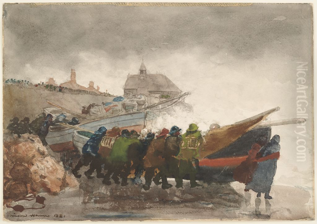 Watching the Tempest Oil Painting by Winslow Homer