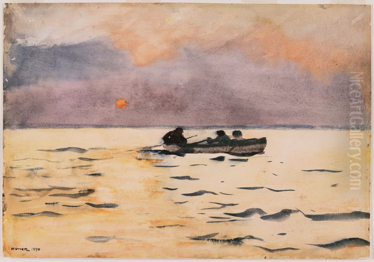 Rowing Home Oil Painting by Winslow Homer