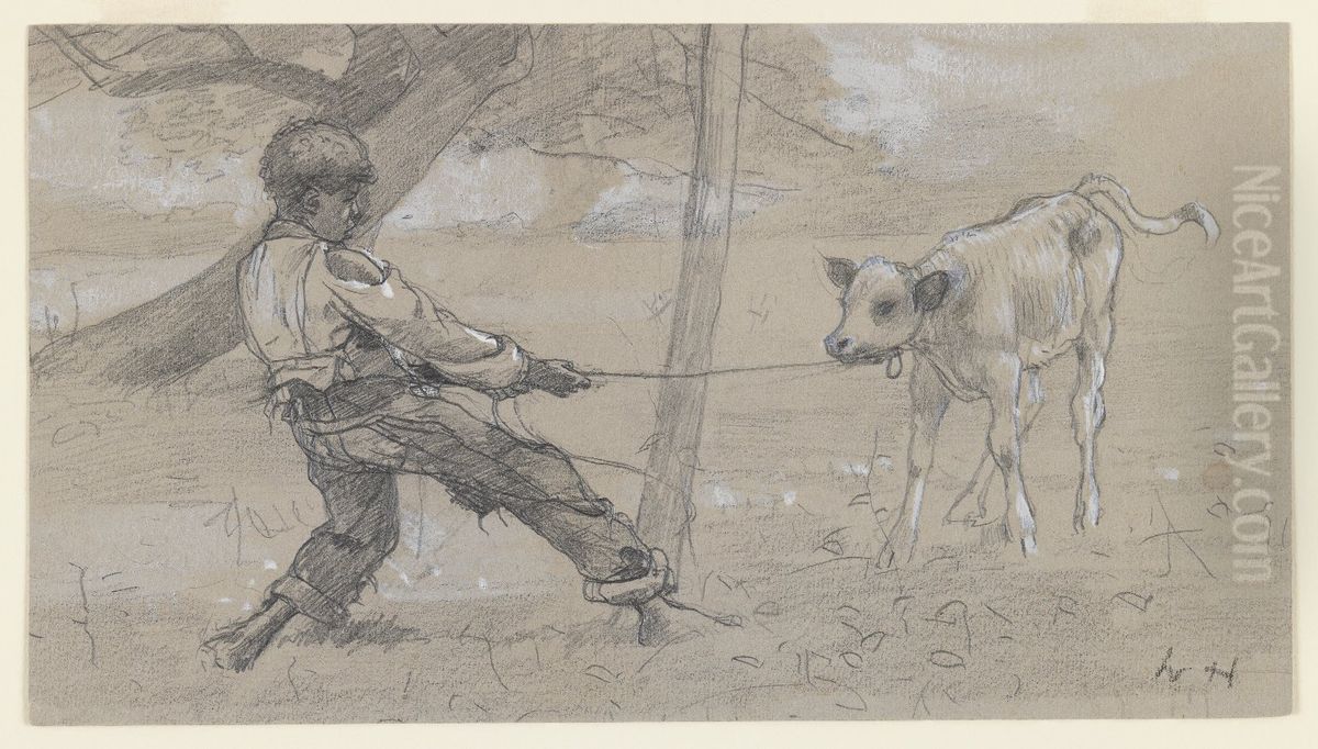 The Unruly Calf Oil Painting by Winslow Homer