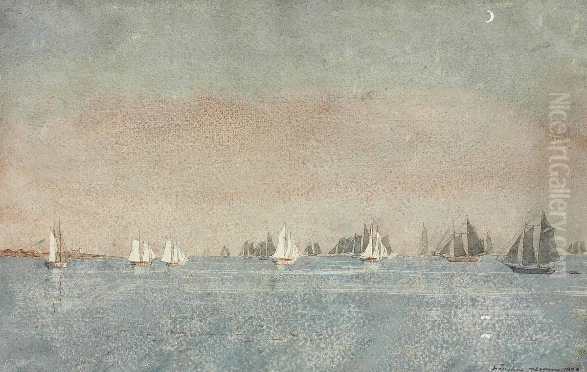 Gloucester Harbor, Fishing Fleet Oil Painting by Winslow Homer