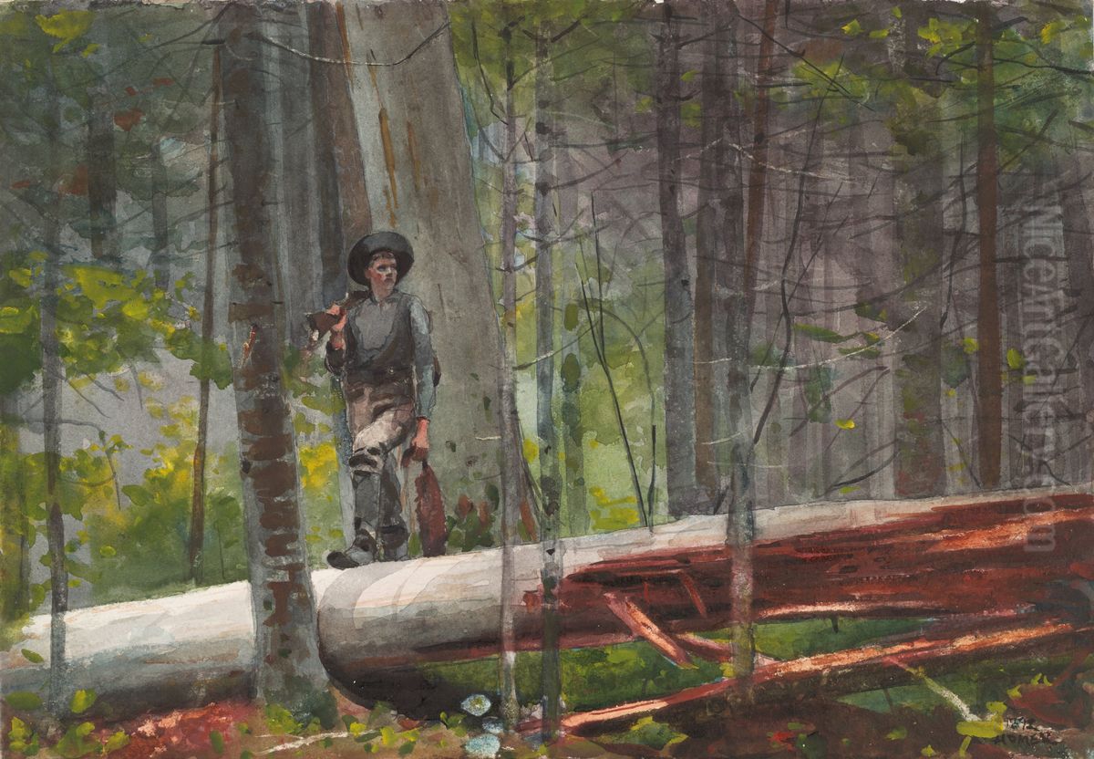 Hunter in the Adirondacks Oil Painting by Winslow Homer
