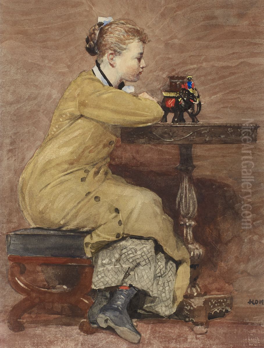 Woman and Elephant Oil Painting by Winslow Homer