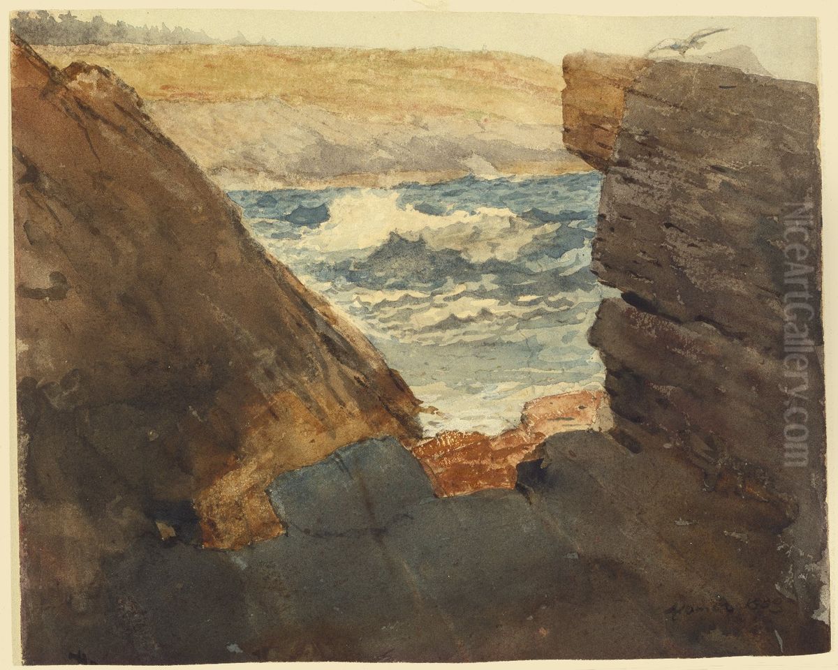 Through the Rocks Oil Painting by Winslow Homer