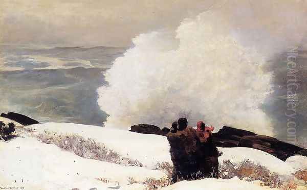 Watching the Breaker - A High Sea Oil Painting by Winslow Homer