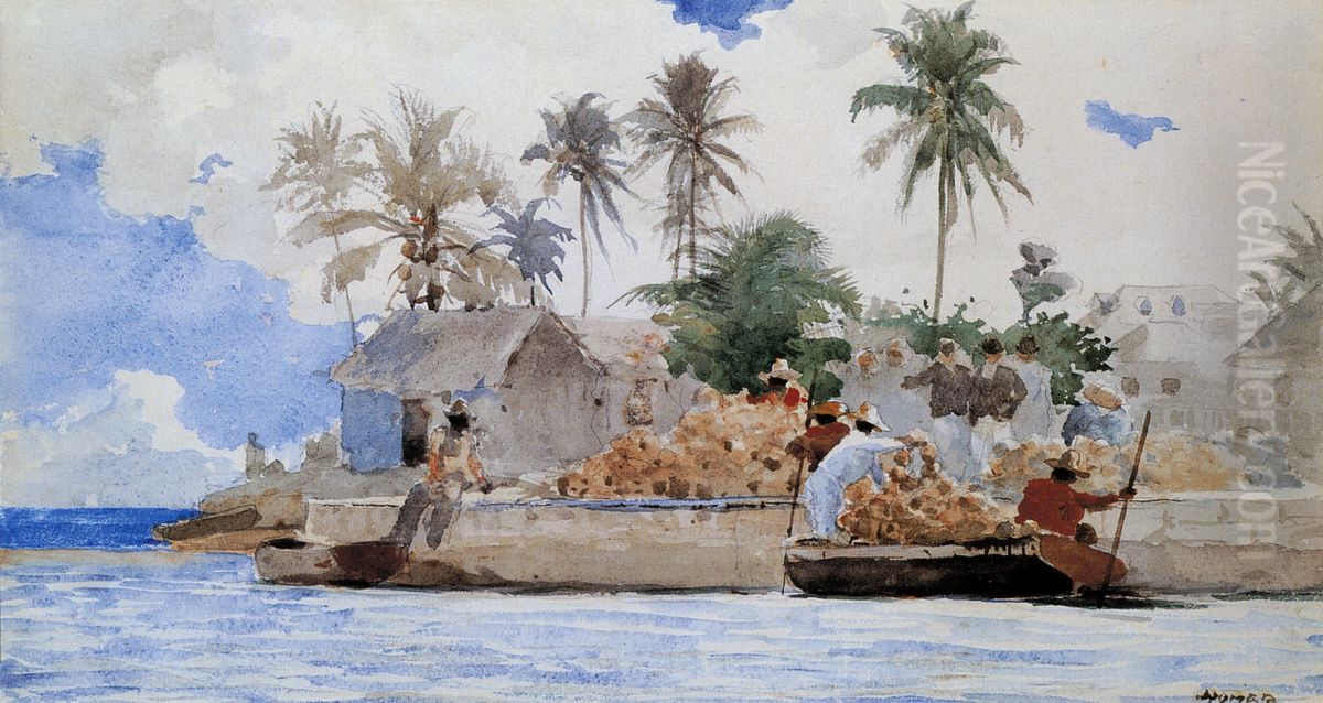 Sponge Fishermen, Bahamas Oil Painting by Winslow Homer